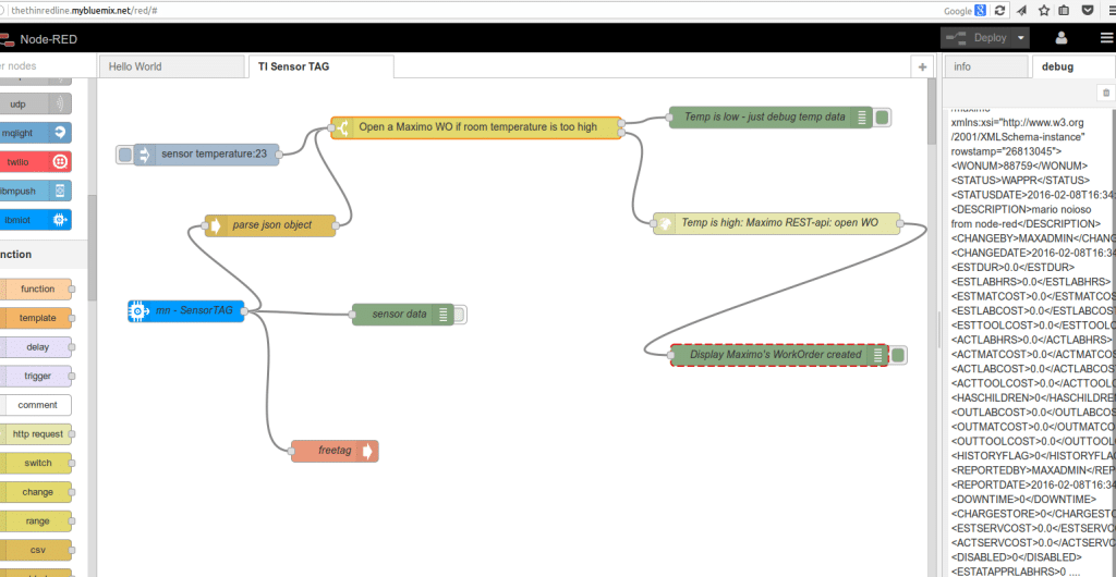 node-RED: Open Maximo WO from IoT device