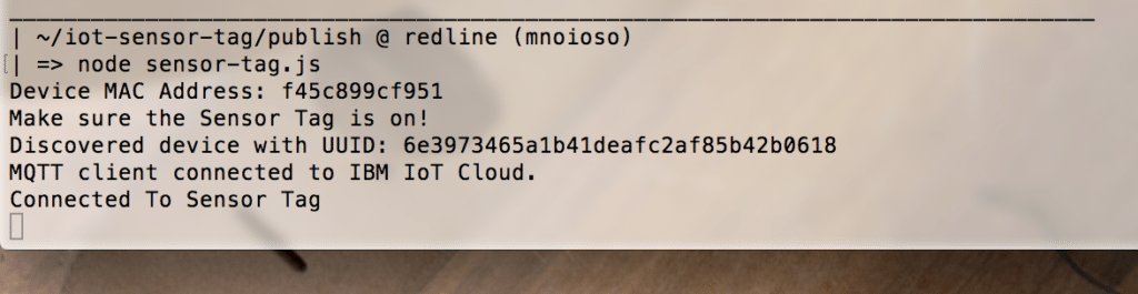 Connect Sensor Tag to Watson IoT platform using a MacBook as gateway