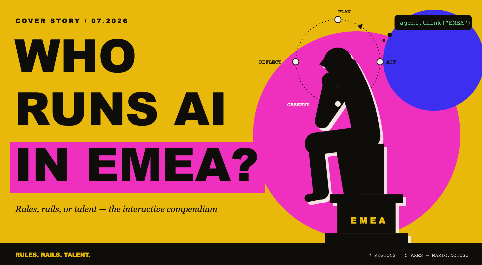The Thinker reimagined as an AI agent — who runs AI in EMEA