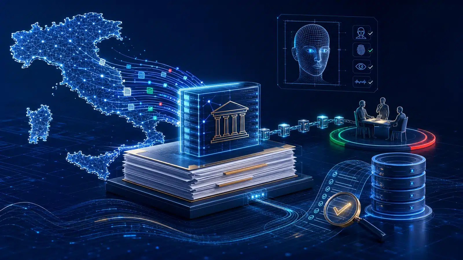 Draft Decree No. 418 visualised through Italy, biometric governance and audit-ready data architecture